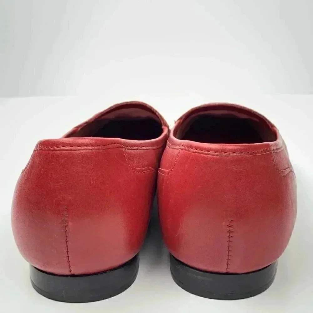 Enzo Angiolini liberty flats 5 red leather vintage Grannycore 80s 90s loafers